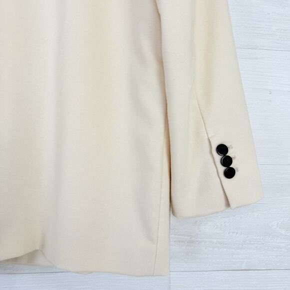 Zara Womens Oversized Double Breasted Blazer Size Large Ecru Academia Preppy - Picture 7 of 16